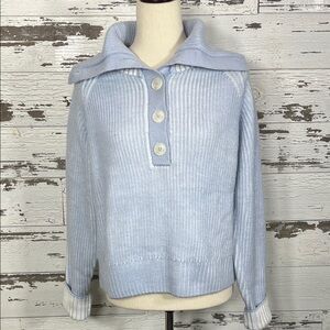 VARLEY Filey Plated Sweater Half Button Long Sleeve Blue Sz S #VAR02824 NWT